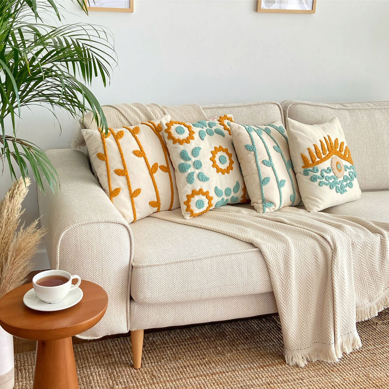 Husa de perna, Margarita, Material: 20% in, 80% poliester, Mustar / Menta / Albastru - 2 | YEO