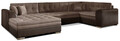 Coltar extensibil stanga 5 locuri ELTAP, Damario, 338x189x78 cm, lemn/poliester, maro deschis/maro inchis