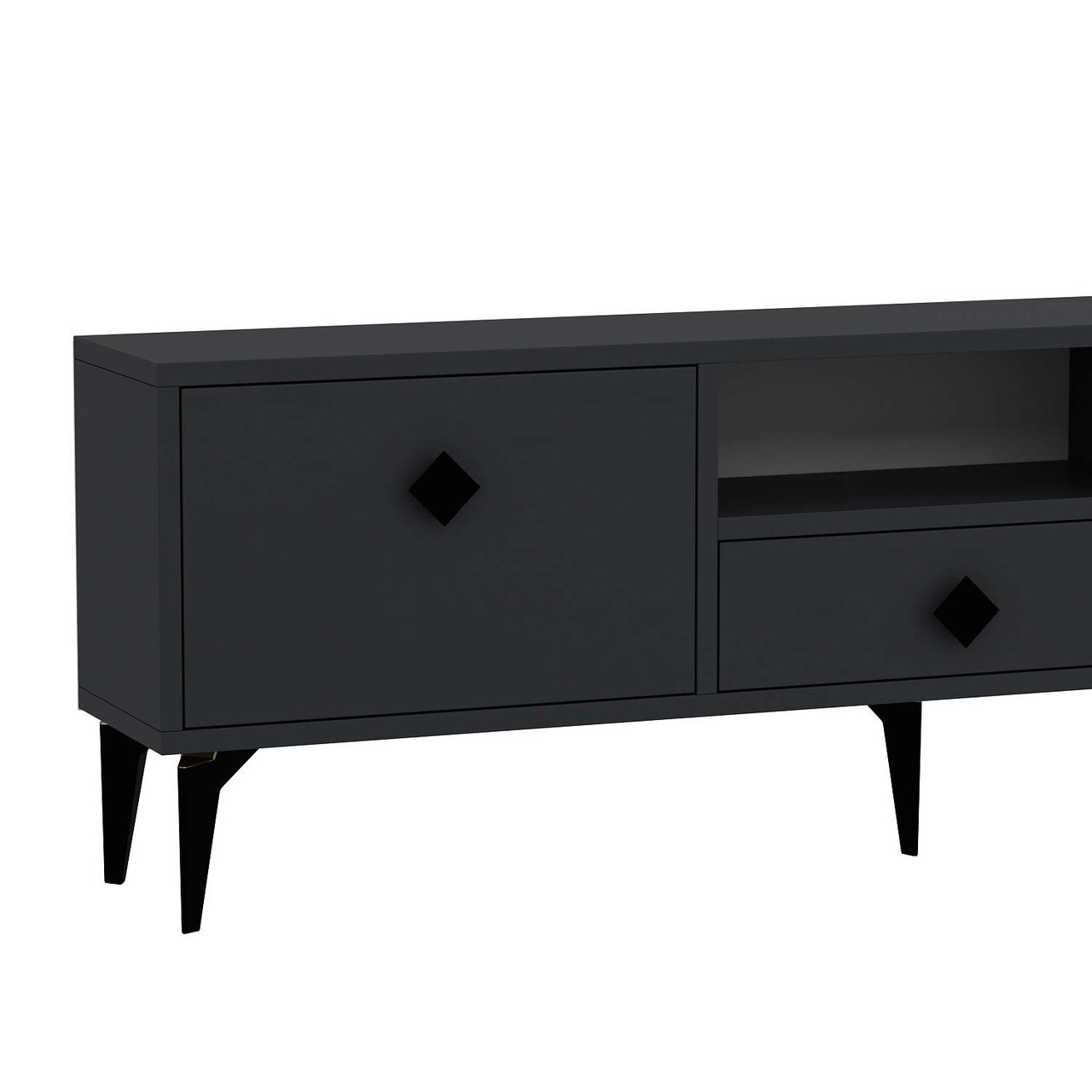 Comoda TV, Hanah Home, 1304-DROP-1, 140x49x30 cm, PAL , Antracit / Negru - view 5