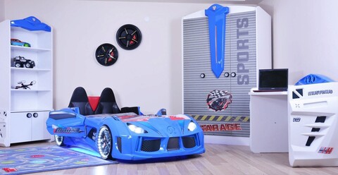 Pat pentru copii Car, Musvenus, Mnv3, 130x60x235 cm, Multicolor mezoni.ro