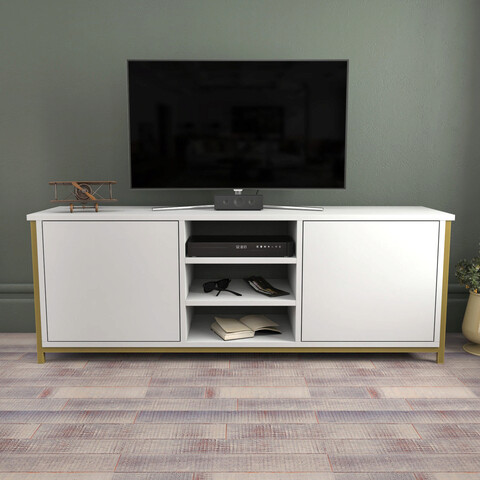 Comoda tv, retricy, otis, 140x35.3x50.8 cm, pal, aur/alb