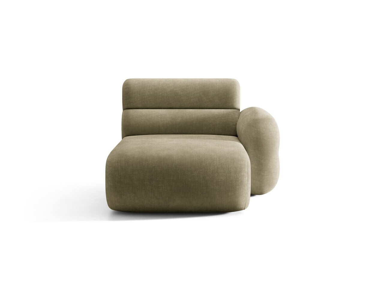 Sezlong living dreapta, Neo, Micadoni Home, 110x165x83 cm, tesatura Chenille, verde oliv deschis
