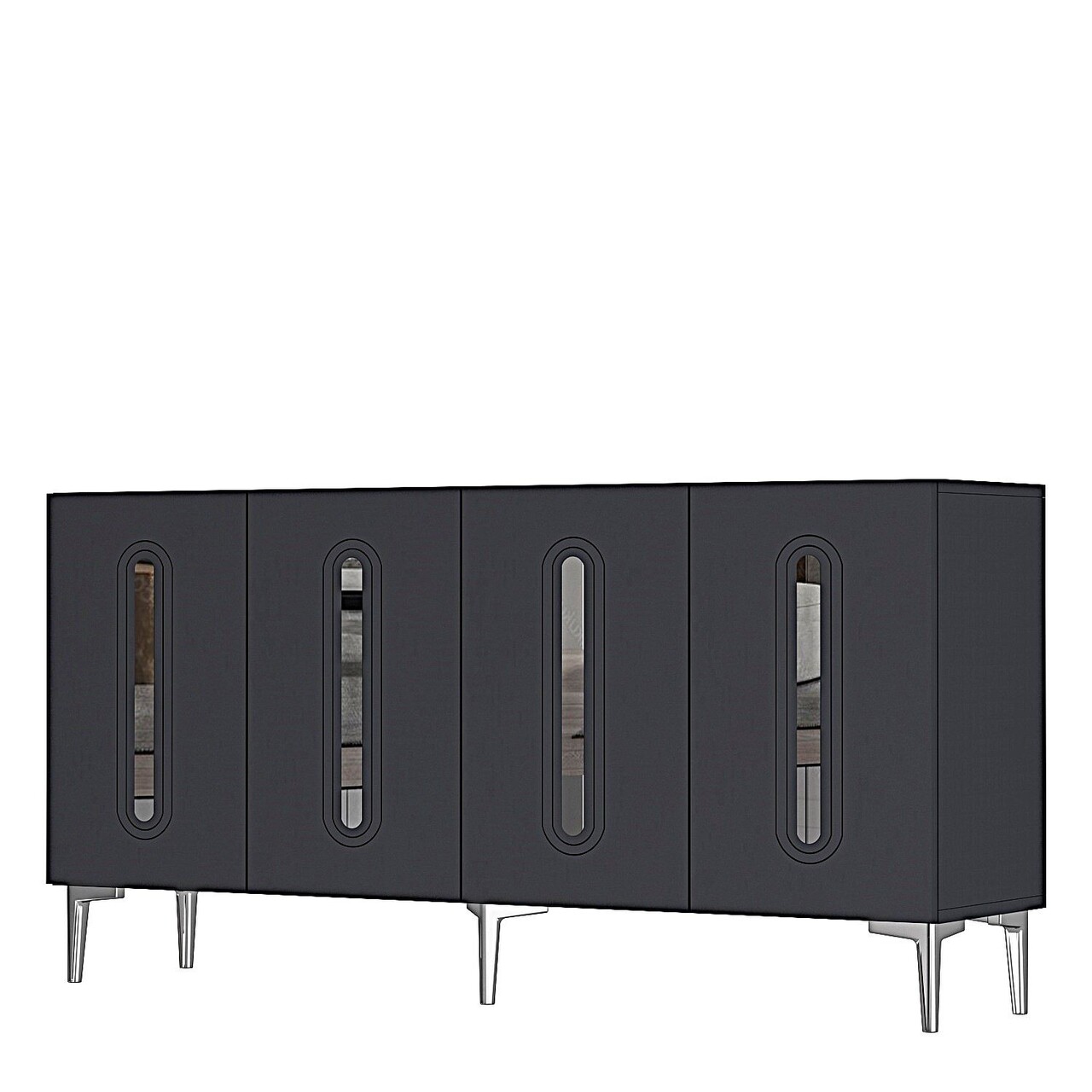 Consola, Hanah Home, Rany 150, 150x75x32 cm, Antracit / Argintiu - view 3
