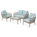 Set mobilier pentru gradina/terasa, 4 piese, Perch, otel, gri/albastru