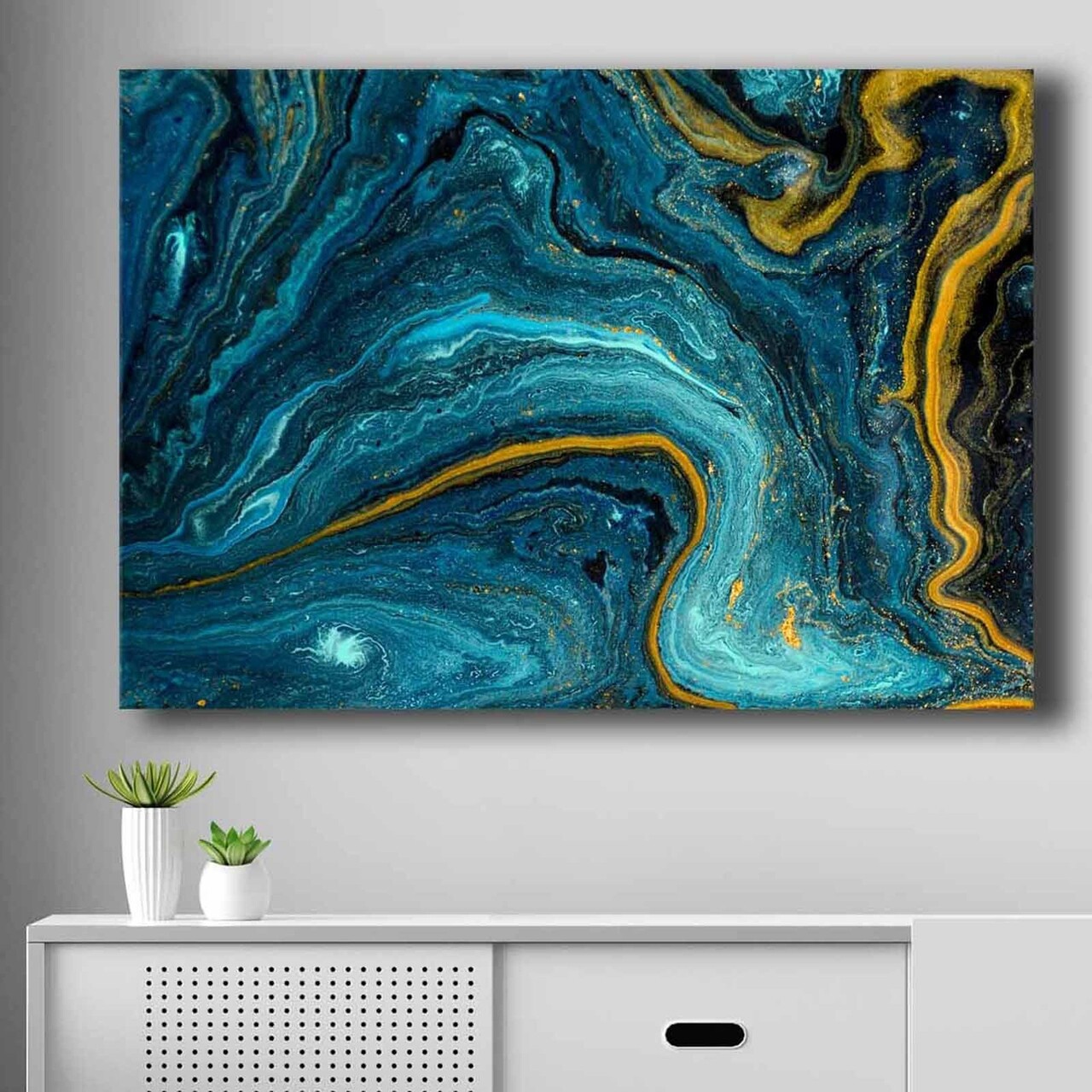 Tablou decorativ 70100NISC-018 Lemn Albastru / Bleumarin / Auriu