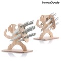 Set de cutite cu suport din lemn Spartan InnovaGoods 7 piese, inox/lemn