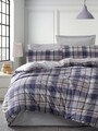 Lenjerie de pat dubla, Ekose - Dark Blue, EnLora Home, 65% bumbac/35% poliester