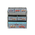 Organizator jucarii / mobilier camera copilului Cars, U-Grow, 63x30x60 cm, lemn de pin/textil, gri