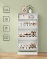 Pantofar cu 3 usi, Vasagle, 14-18 perechi pantofi, 60x24x139 cm, PAL/MDF, alb cloud