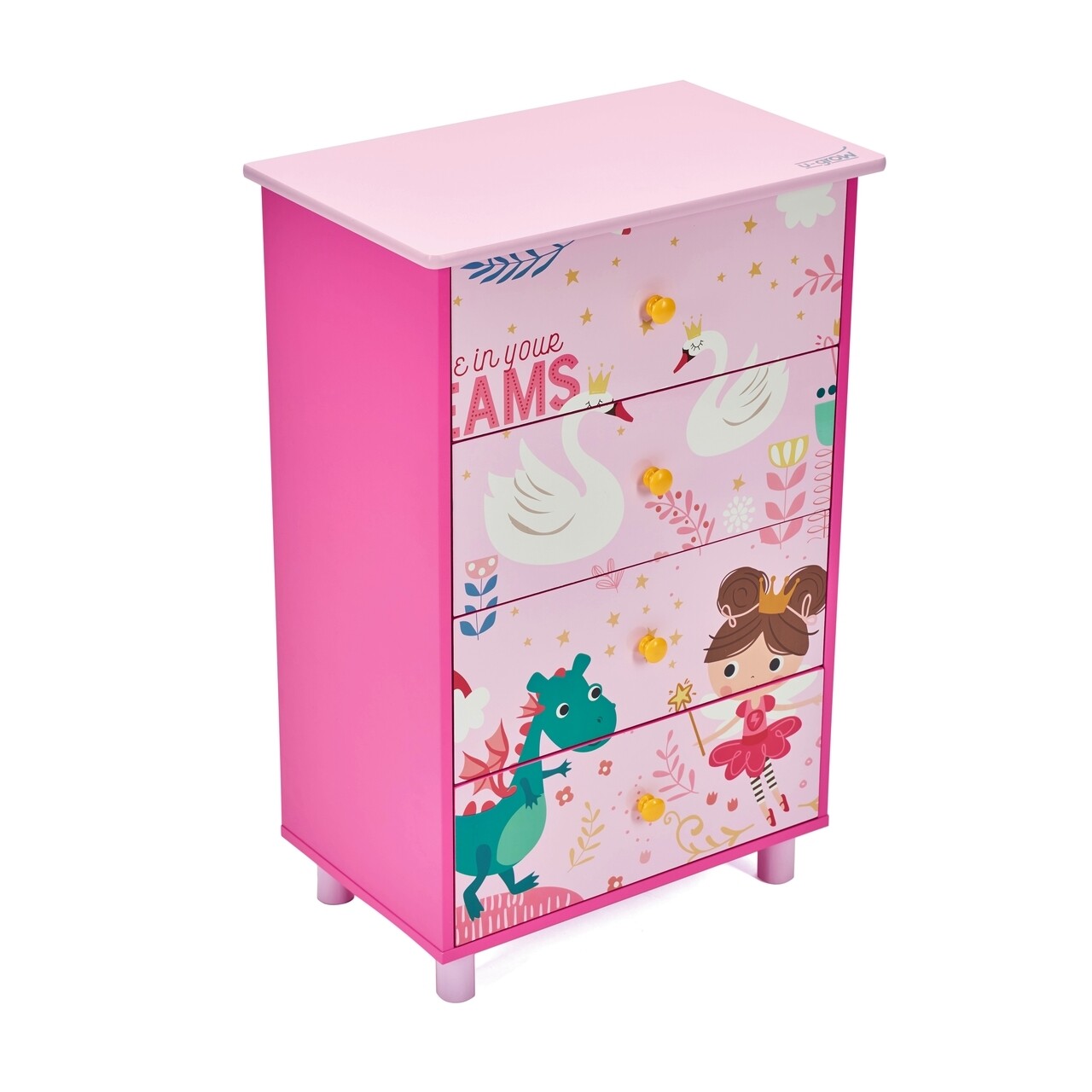 Comoda cu 4 sertare Believe in your dreams, U-Grow, roz - 1 | YEO