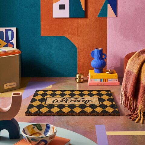Covoras de intrare, Plaid, 40x60 cm, COIR, Multicolor