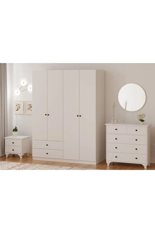 Set dormitor pentru copii, Rabi, Rb-068, Alb mat