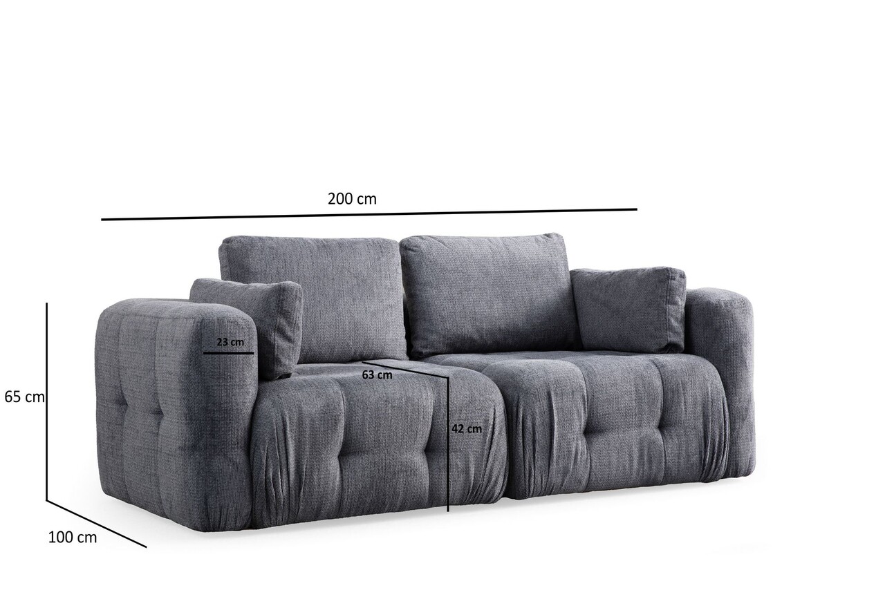 Canapea 2 locuri, Atelier del Sofa, 560ARE4115, Lemn de fag / PAL, Gri