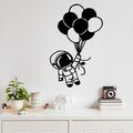 Decoratiune de perete, Astronaut 2, Metal, Dimensiune: 44 x 70 cm, Negru