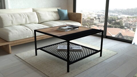 Masuta de cafea, puqa design, dubois, 80x45x80 cm, pal, pin atlantic / negru