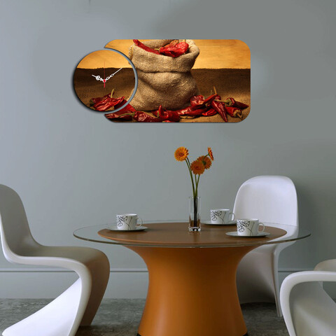 Set ceas si tablou decorativ, yms-64, mdf , dimensiune: 68 x 32 cm, multicolor