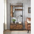 Cuier cu pantofar, Vasagle, Industrial Design, 9 agatatori, 85x30x180 cm, PAL/otel, maro