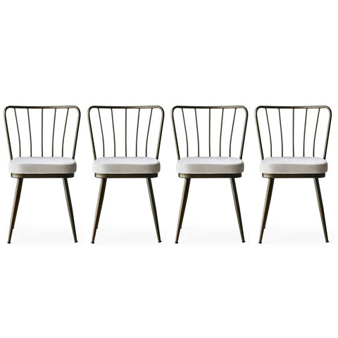 Set scaune (4 bucăți), Nmobb , Yıldız, Metal, Bej bej
