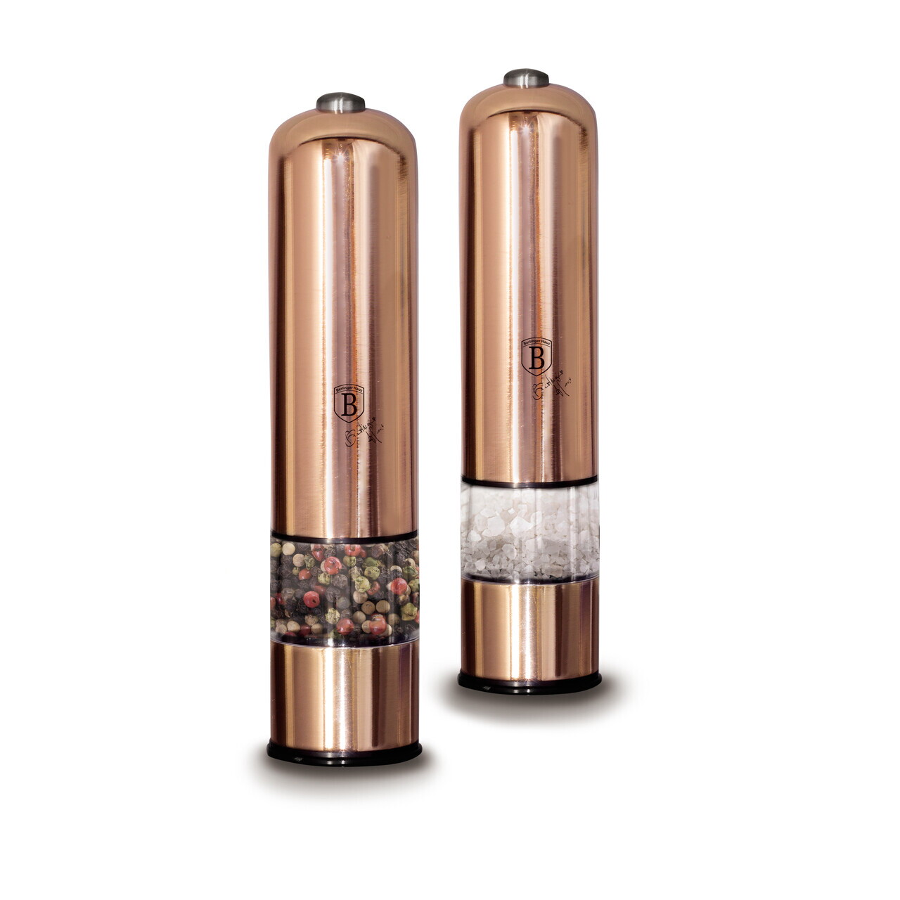 Set 2 rasnite electrice pentru sare/piper Berlinger Haus, Rose Gold, inox/ceramica, roz - imagine 7