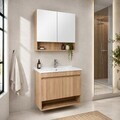 Set Dulap de Baie cu Chiuvetă și Oglindă (2 Piese), Hanah Home, Compacta 60, Nuc deschis