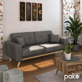 Canapea extensibila 3 locuri Carmelo, Pakoworld, 214x80x86 cm, lemn/textil, gri inchis