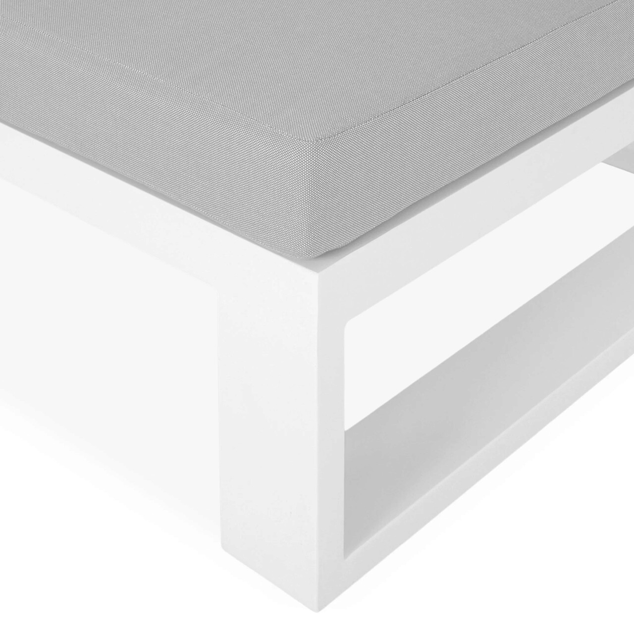 Canapea 2 locuri pentru exterior cu brat pe stanga Fermo, 166x88x63 cm, aluminiu, alb/gri