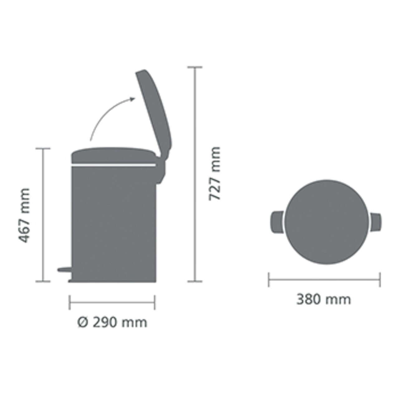 Cos de gunoi cu pedala, Brabantia, NewIcon Platinum, 20 L, 38x29x46.7 cm, otel, gri inchis