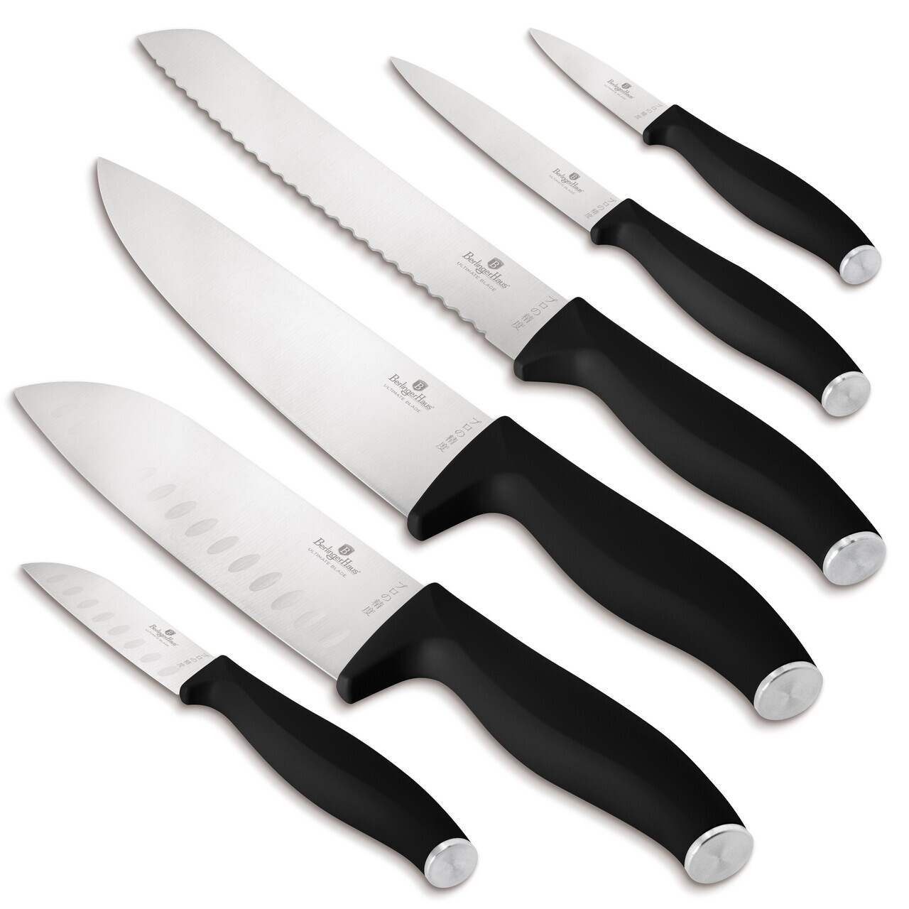 Set 6 cutite Berlinger Haus, Matte Black, inox, negru - imagine 5