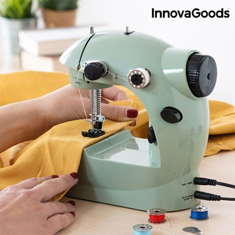 Masina de cusut Mini InnovaGoods, 6 V, 800 mA, verde