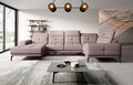 Coltar dreapta 6 locuri ELTAP, RT-101GO, Neviro, 350x201x77 cm, lemn/poliester, roz deschis