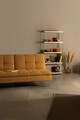 Canapea extensibila cu 3 locuri Leon, Bizzotto, 190 x 94 x 85 cm, lemn de eucalipt/otel/poliester, galben