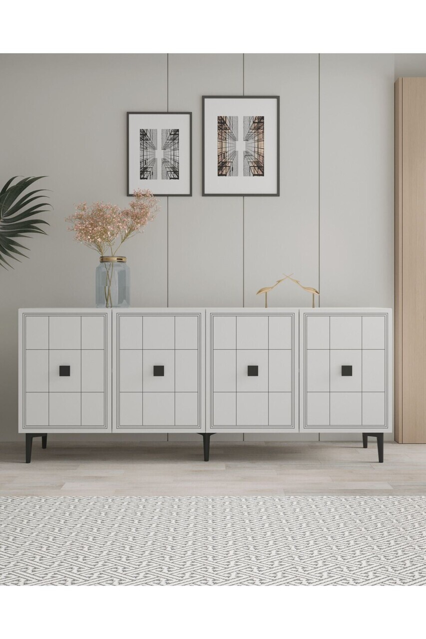 Consola, Hanah Home, Yuka 180, 180x75x32 cm, Stejar Safir / Alb