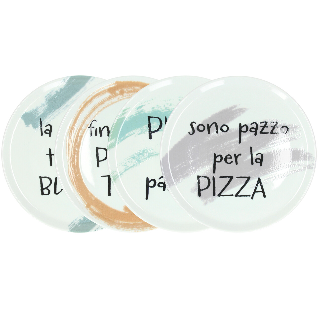 Set platou pentru servire pizza 9053-54-55-56, Cinzia, Andrea Fontebasso, 4 piese, 33 cm, portelan, multicolor