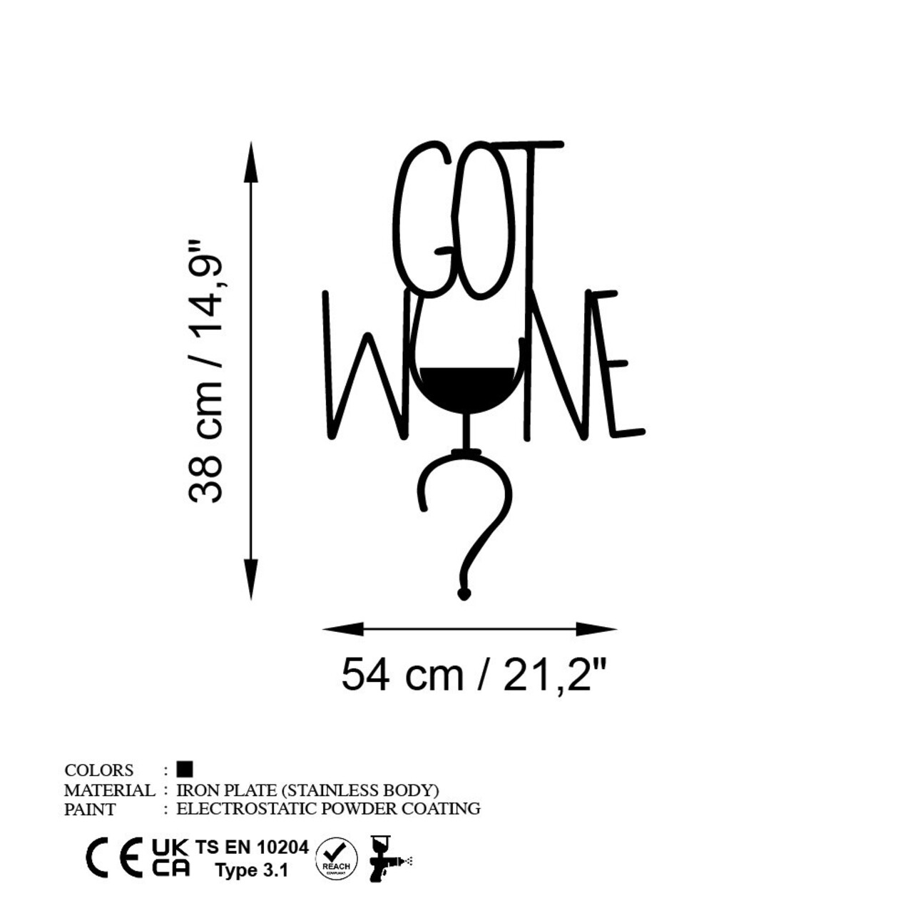 Decoratiune de perete, Got Wine, Dimensiuni: 54 x 38 cm , Negru - view 6