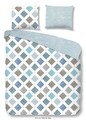 Lenjerie de pat pentru doua persoane, Good Morning Nieck, 100% bumbac, 3 piese, gri/bleu