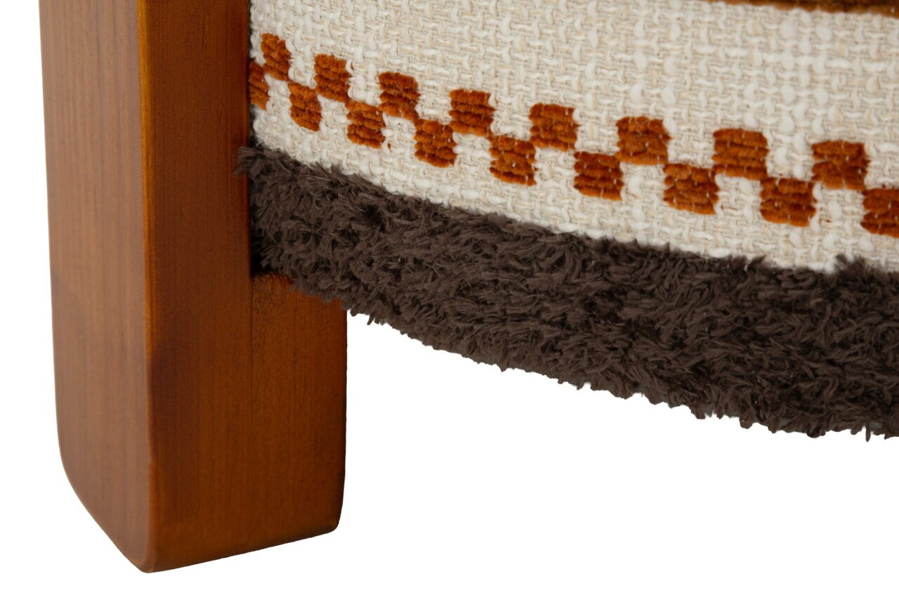 Taburet, Mauro Ferretti, Ethnic, 42x40 cm, poliester/lemn masiv, multicolor — imaginea 3