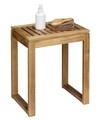 Taburet pentru baie Fondi, Wenko, 60x30x39 cm, lemn acacia, maro