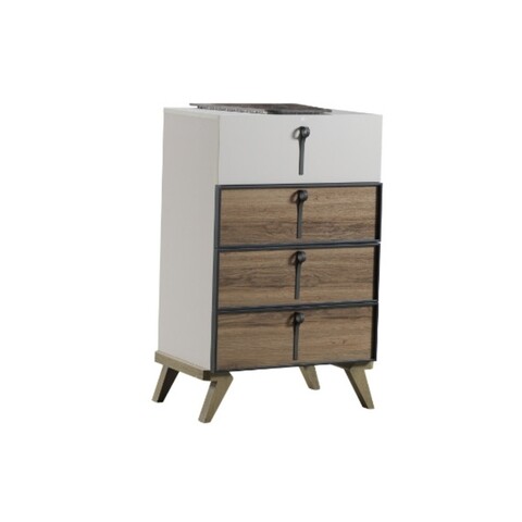 Comoda Capella cu 4 sertare, Heinner, 67x47x107 cm, lemn, alb/maro 67x47x107
