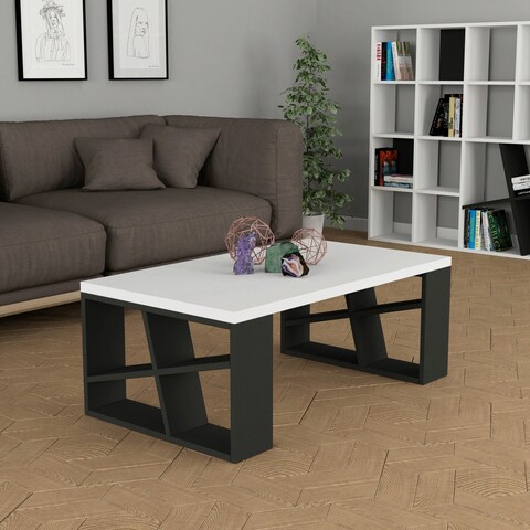 Masuta de cafea, decortie, honey, 105x40x60 cm, alb / antracit