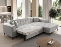 Coltar extensibil dreapta 4 locuri ELTAP, Sol-28, Solange, 292x196x84 cm, lemn/poliester, gri deschis