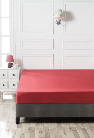 Cearceaf de pat cu elastic, 160×200 cm, 100% bumbac ranforce, Patik, Red, rosu