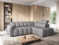 Coltar extensibil dreapta 4 locuri ELTAP, RT-04PAO, Falconn, 258x208x107 cm, lemn/poliester, gri inchis