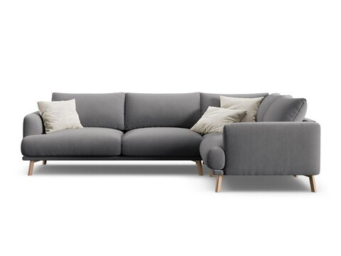 Coltar dreapta 4 locuri, Naomi, Micadoni Home, 280x195x75 cm, catifea, gri