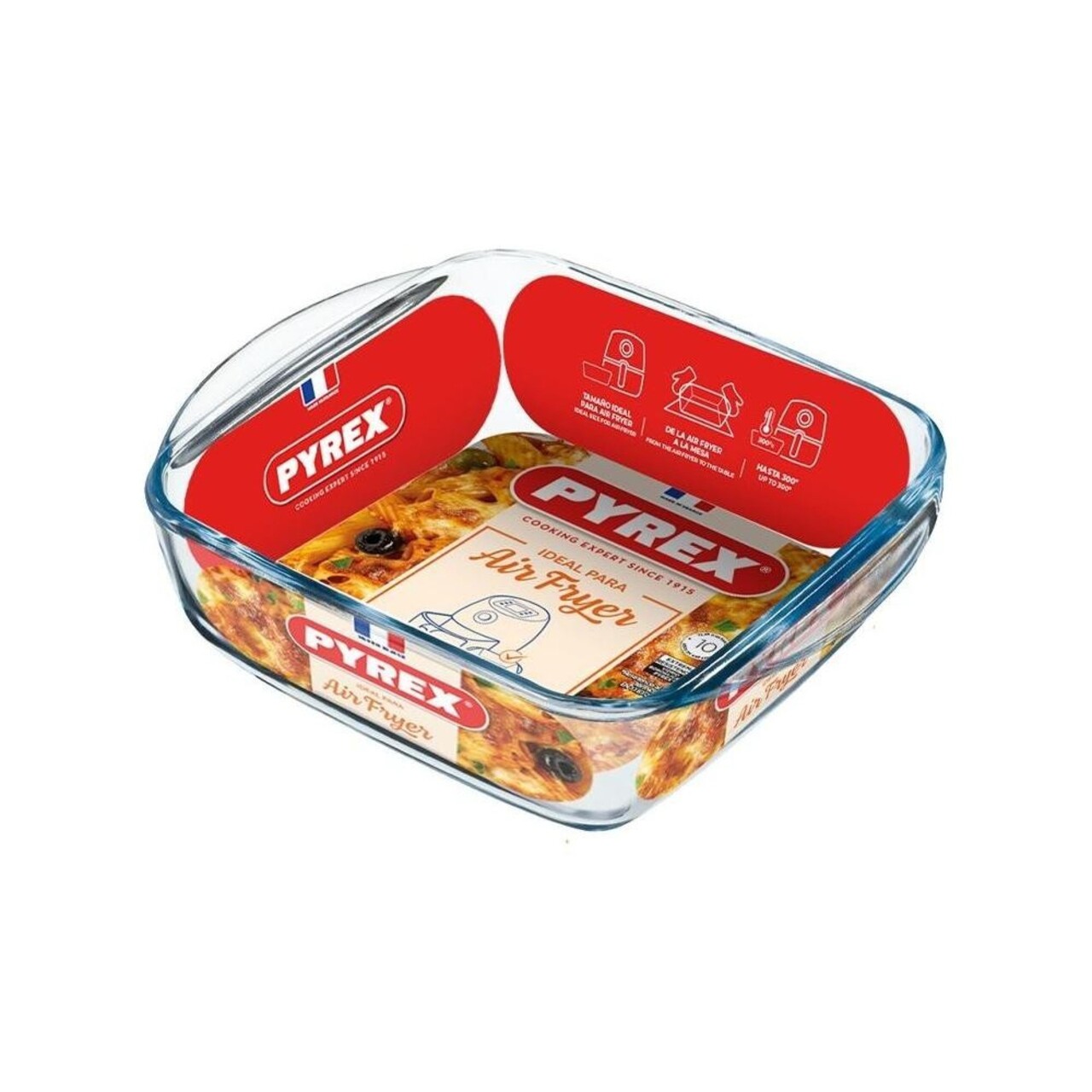 Vas patrat pentru airfryer 7L, sticla termorezistenta, 25x22cm/2,2L - Pyrex - imagine 3