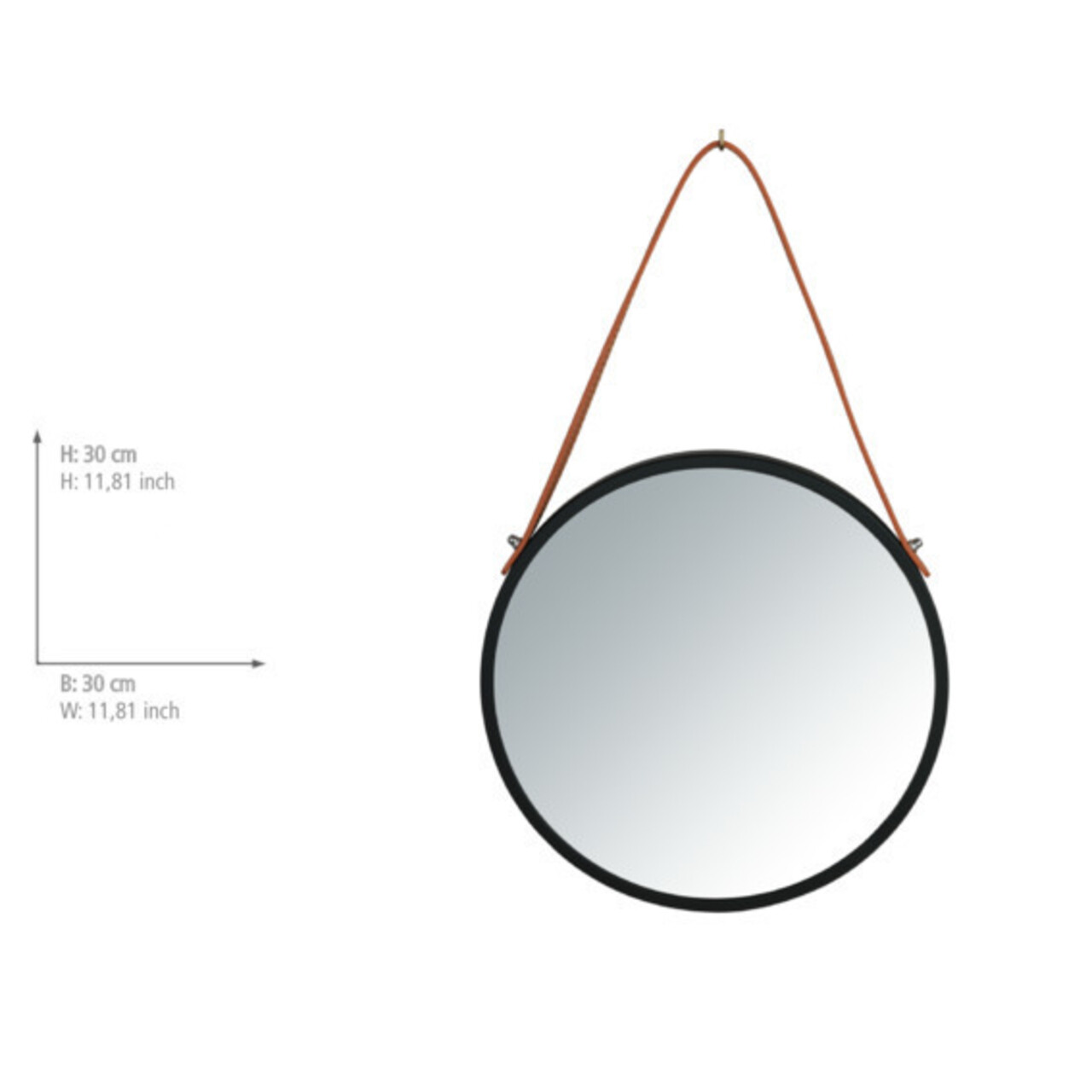 Oglinda decorativa Borrone, Wenko, 30 cm, sticla/metal, negru/argintiu lucios - 2 | YEO