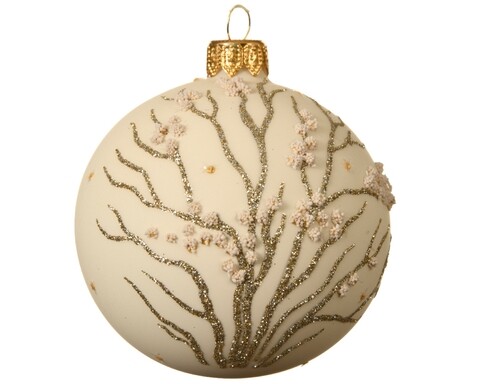 Glob Dot Branches, Decoris, Ø8 cm, sticla, alb