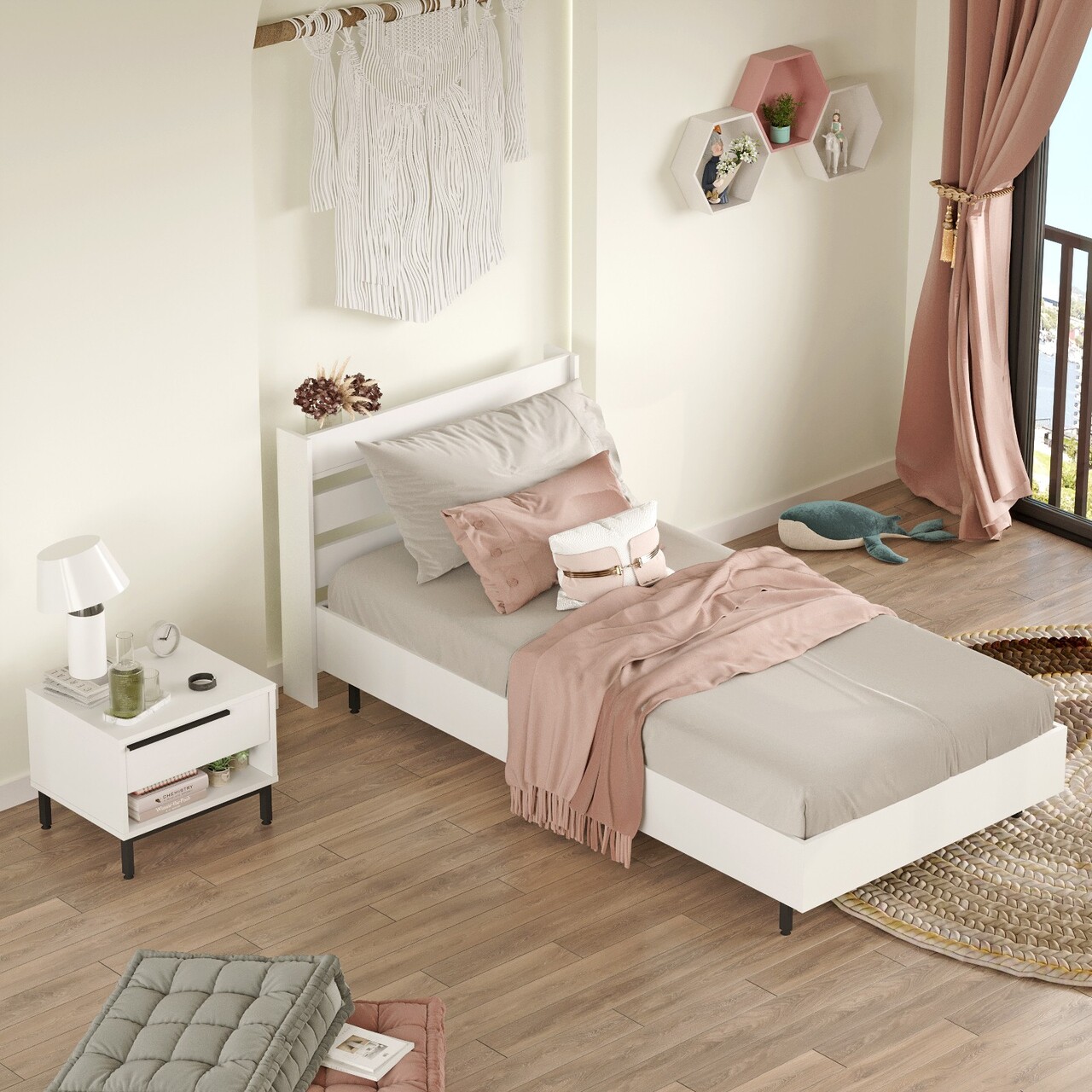 Set dormitor pentru copii, Locelso, ON22-W, Alb