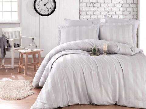 Lenjerie de pat dubla exclusive satin 6 piese, wafel - grey, hobby, bumbac satinat