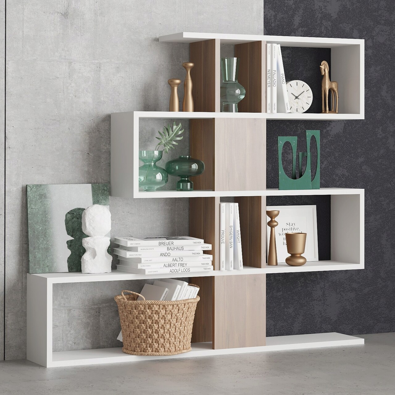 Corp biblioteca, Elegance, Karlin, 120x109x20 cm, Alb/Maro - 1 | YEO
