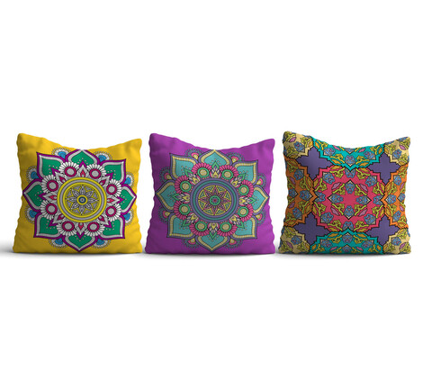 Set 3 perne decorative, hmi-kir-105, 50% bumbac / 50% poliester, multicolor